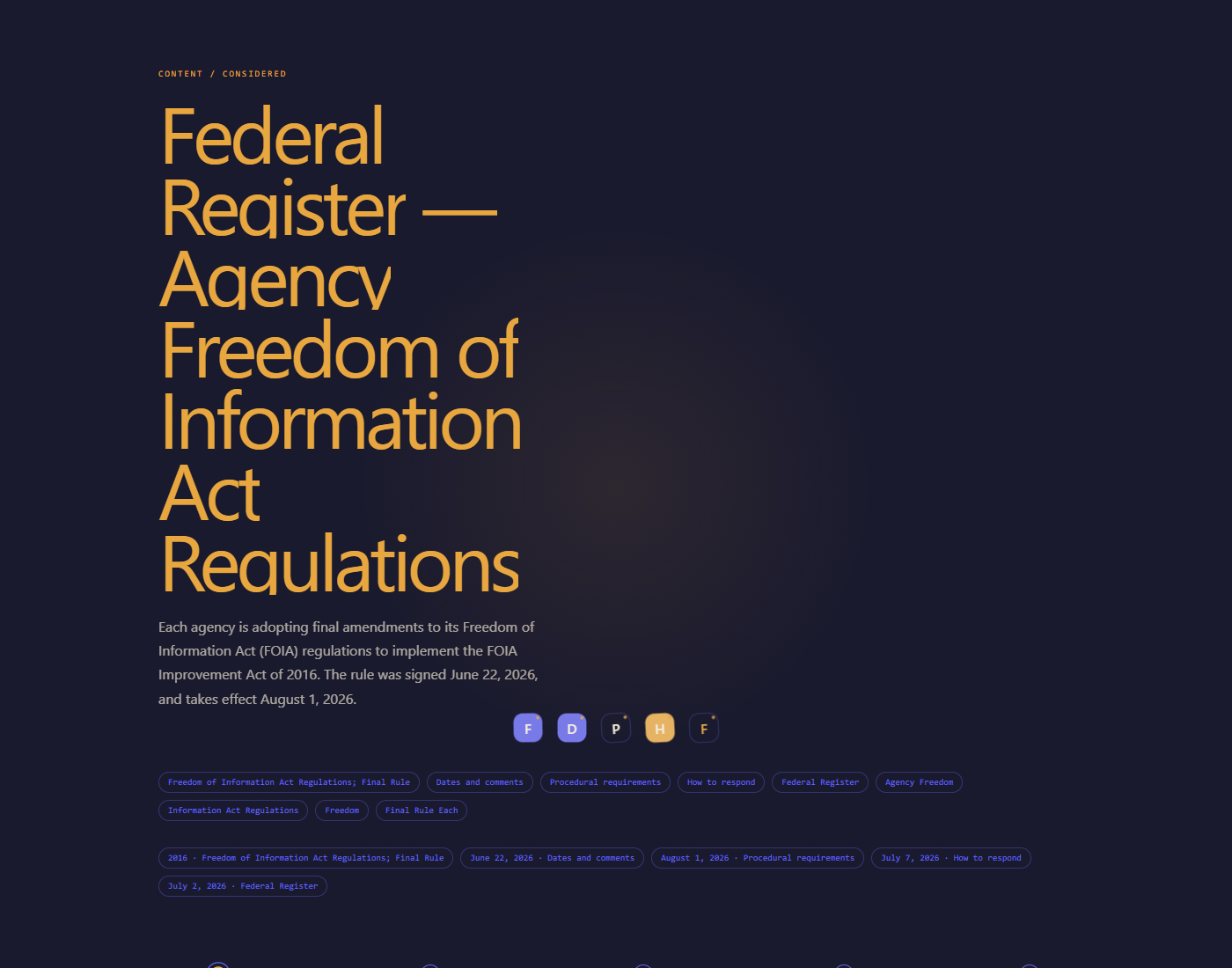 Federal Register FOIA procedural rule redesigned as a playable timeline simulation at desktop width